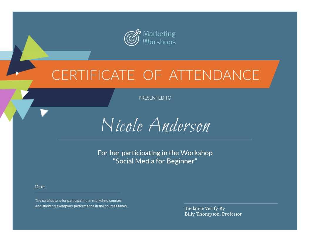 Marketing Workshop - Certificate Template - Visme With Workshop Certificate Template