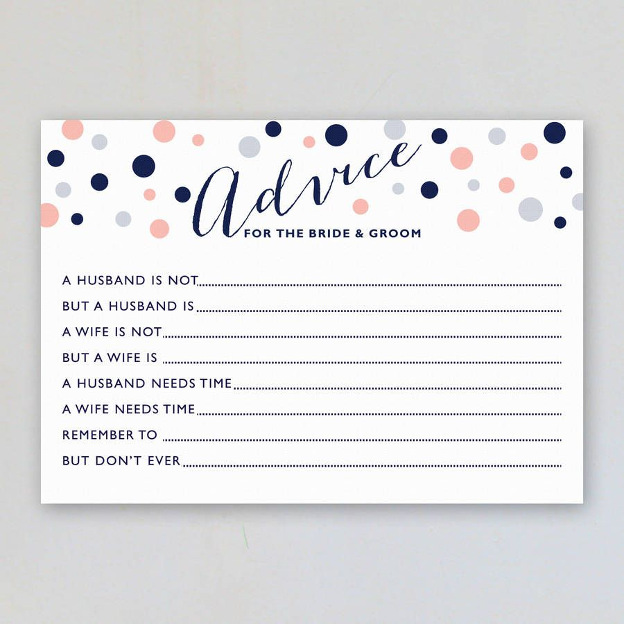 Marriage Advice Cards Pack Of Eight Cards | Bridal Shower With Marriage Advice Cards Templates