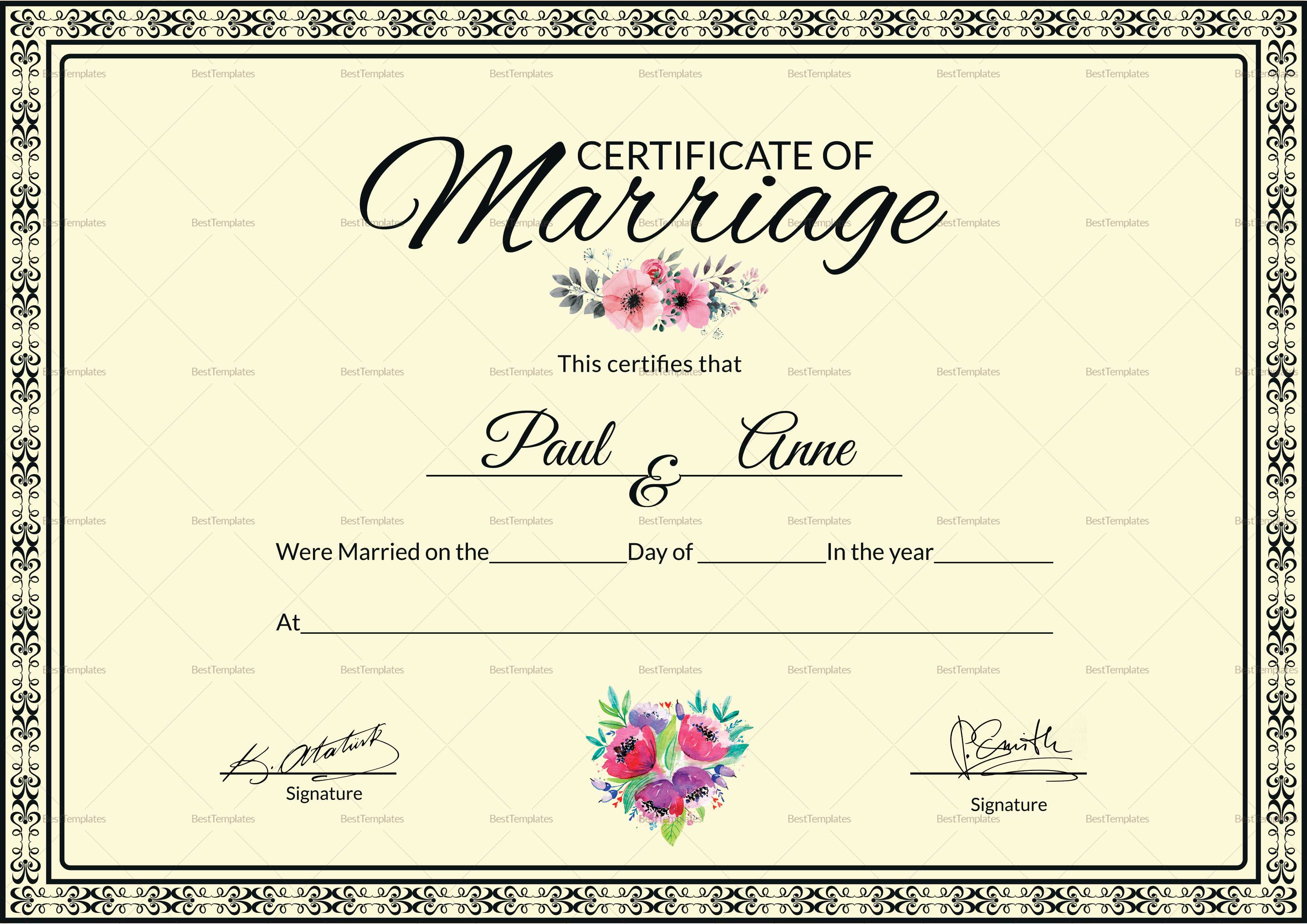 Marriage Certificate Template Intended For Certificate Of Marriage Template