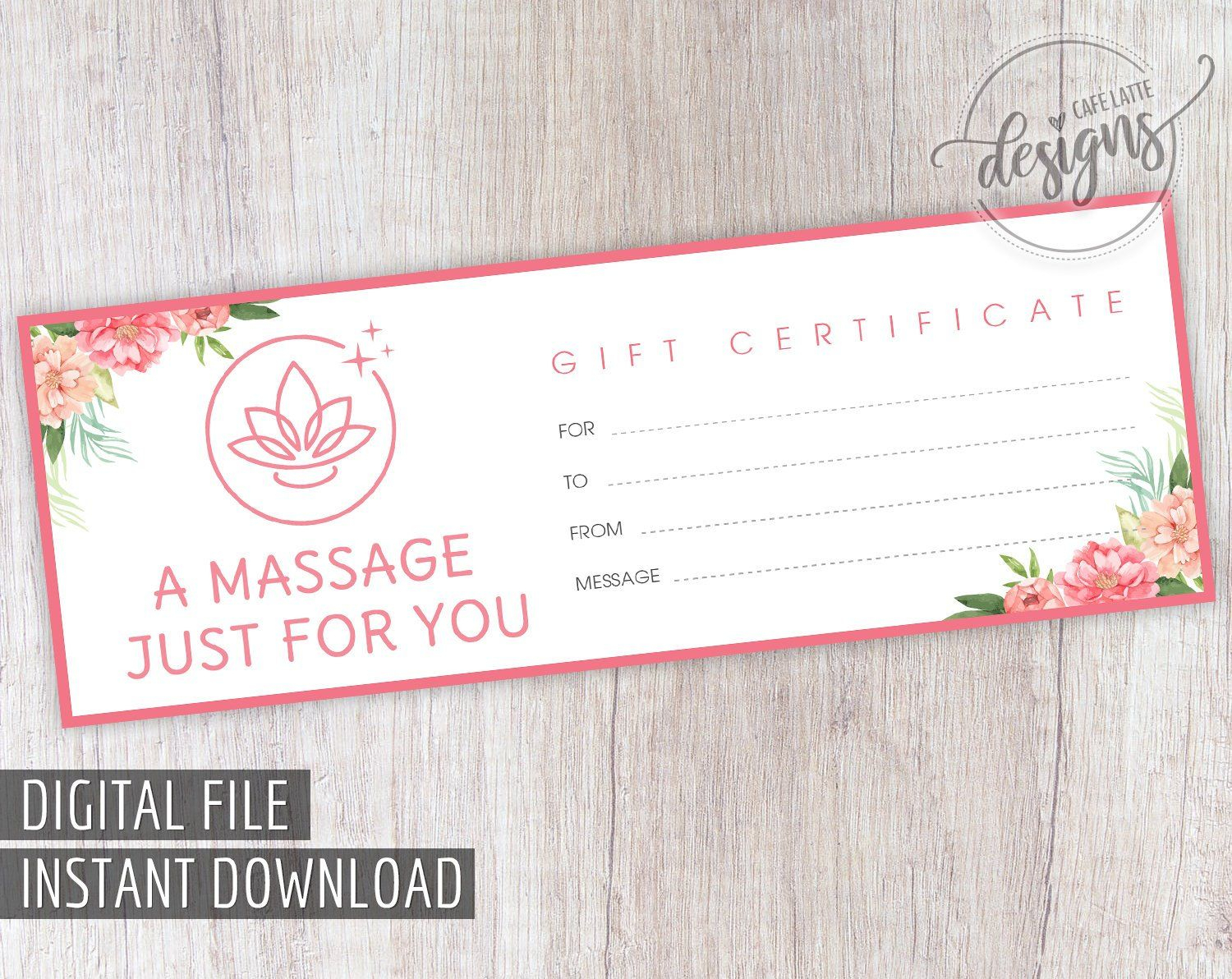 Massage Gift Certificate, Mother's Day Gift Certificate Pertaining To Massage Gift Certificate Template Free Download