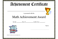 Math Achievement Award Printable Certificate Pdf | Math regarding Classroom Certificates Templates