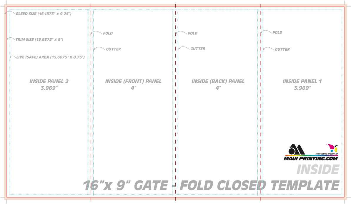 Maui Printing Company Inc 16 9 Gate Fold Brochure 4 Template For 4 Fold Brochure Template