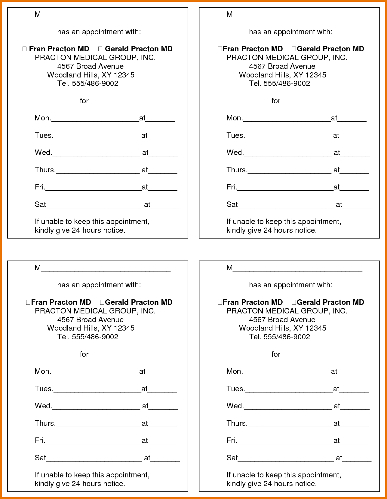 Medical Appointment Cards Templates Inside Medical Appointment Card Template Free