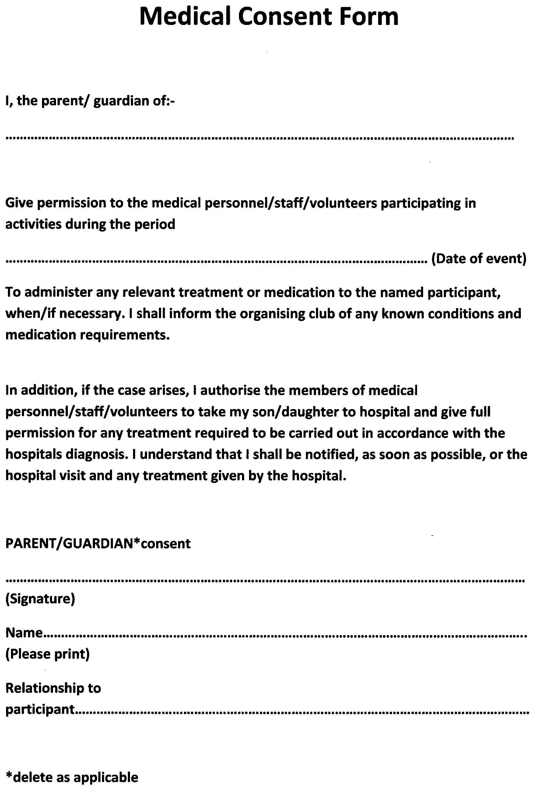 Medical Consent Form #medical #consent #form | Sample Forms Intended For Medical Legal Report Template