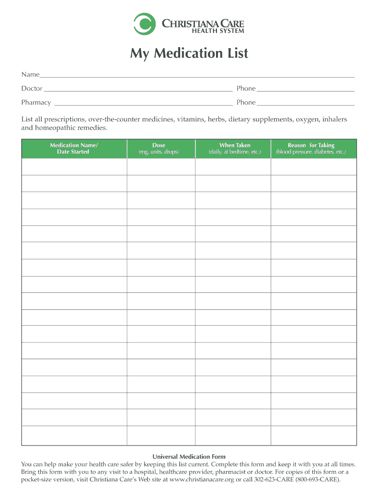 Medication List Form - Fill Online, Printable, Fillable Pertaining To Blank Medication List Templates
