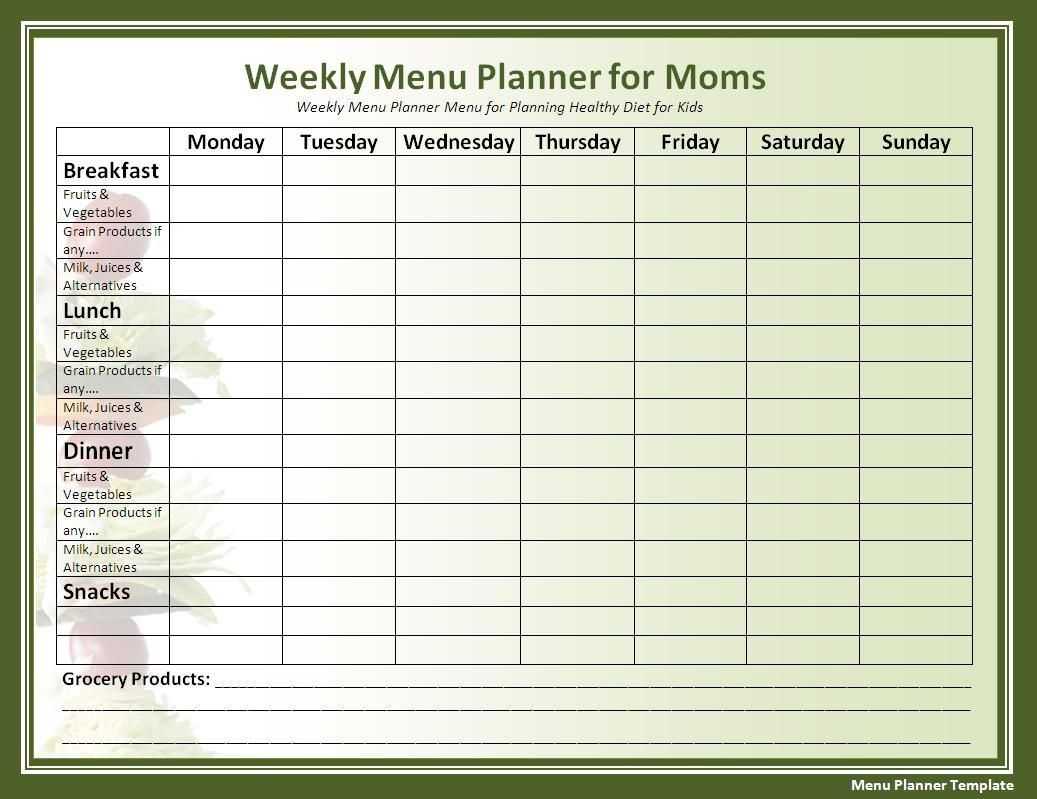 Menu Planner Template In 2019 | Menu Planners, Planner For Weekly Meal Planner Template Word