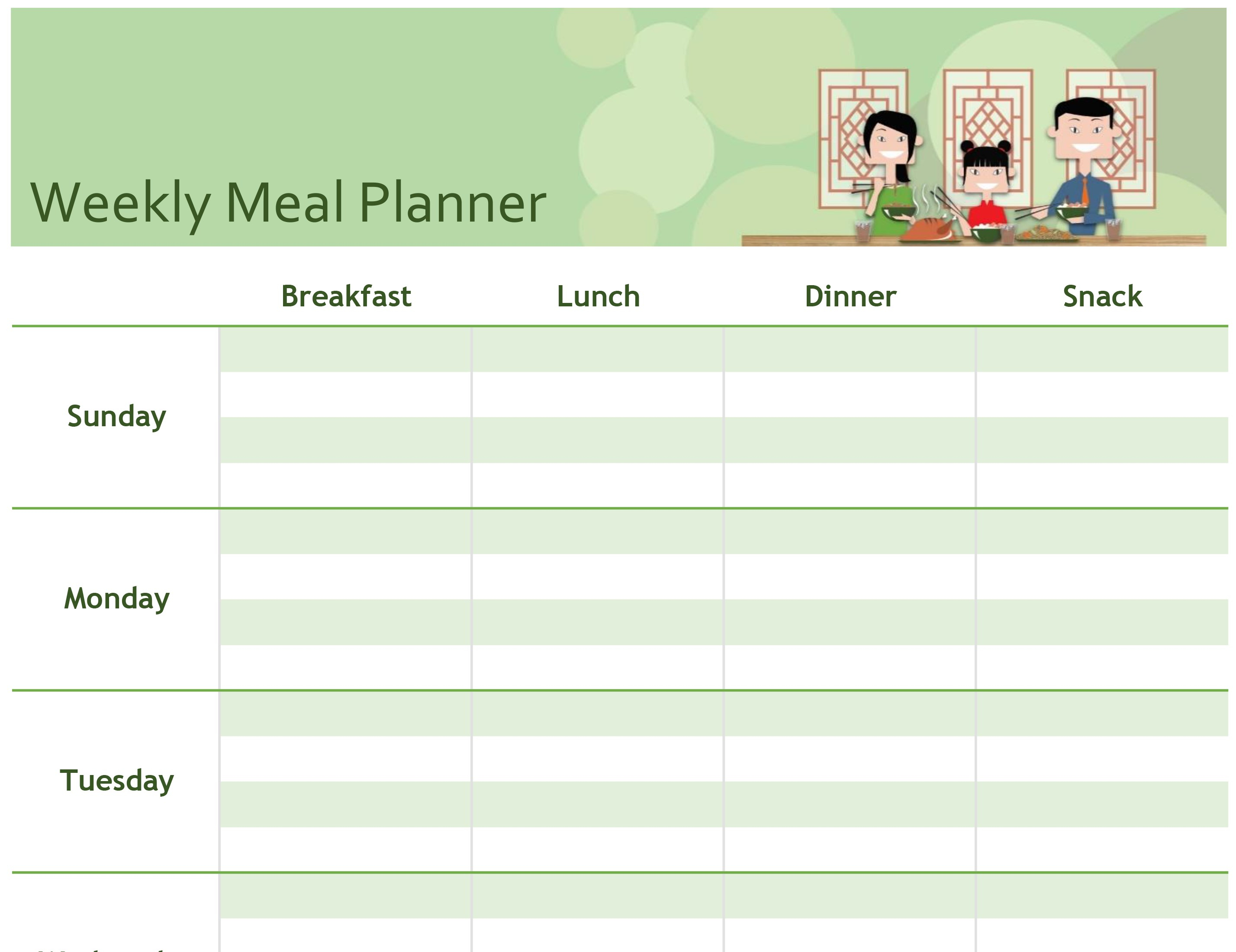 Menu Planning Template Word – Atlantaauctionco For Weekly Meal Planner Template Word