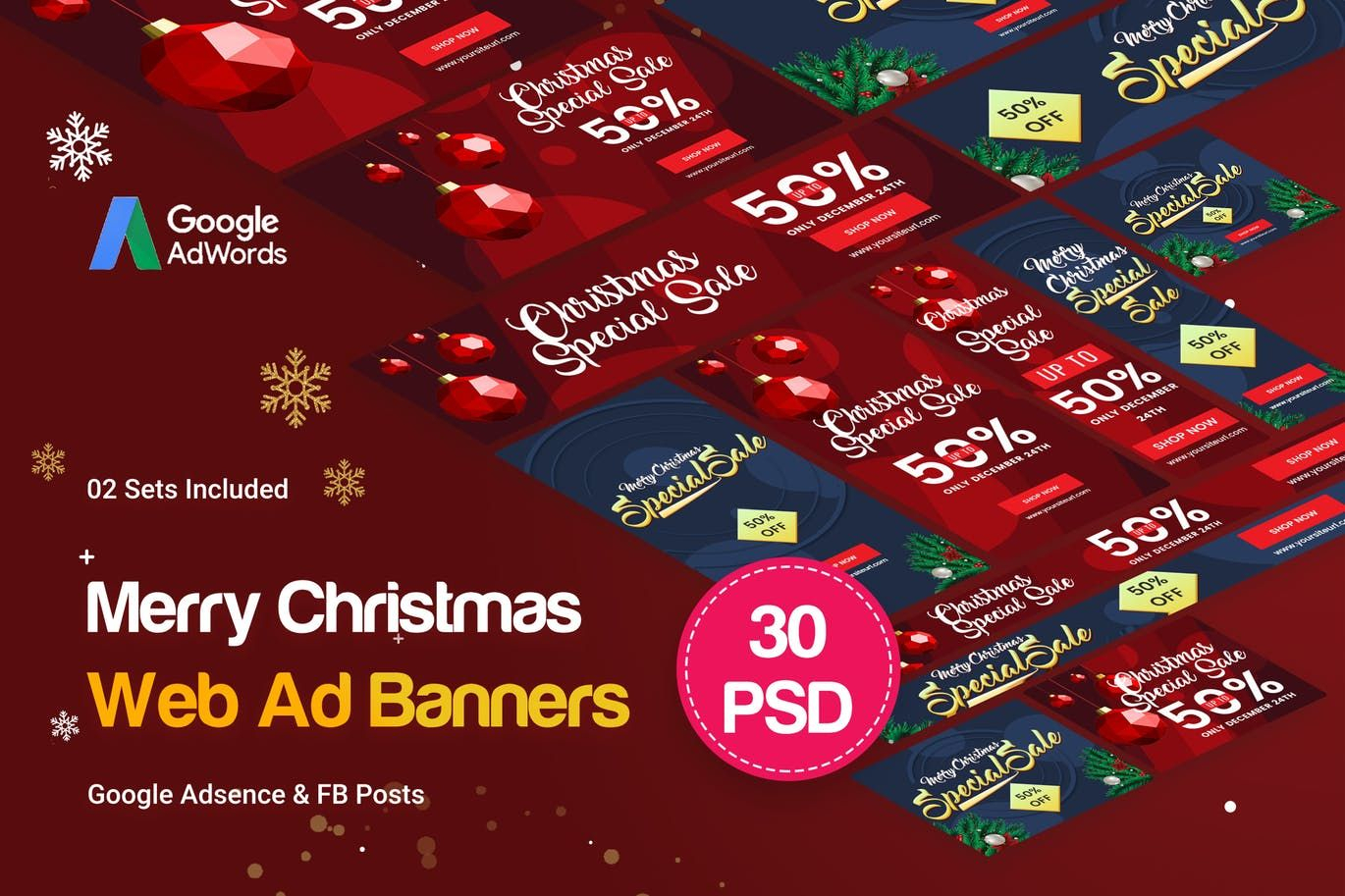 Merry Christmas Banners Ad Template Psd. Download | Web In Merry Christmas Banner Template