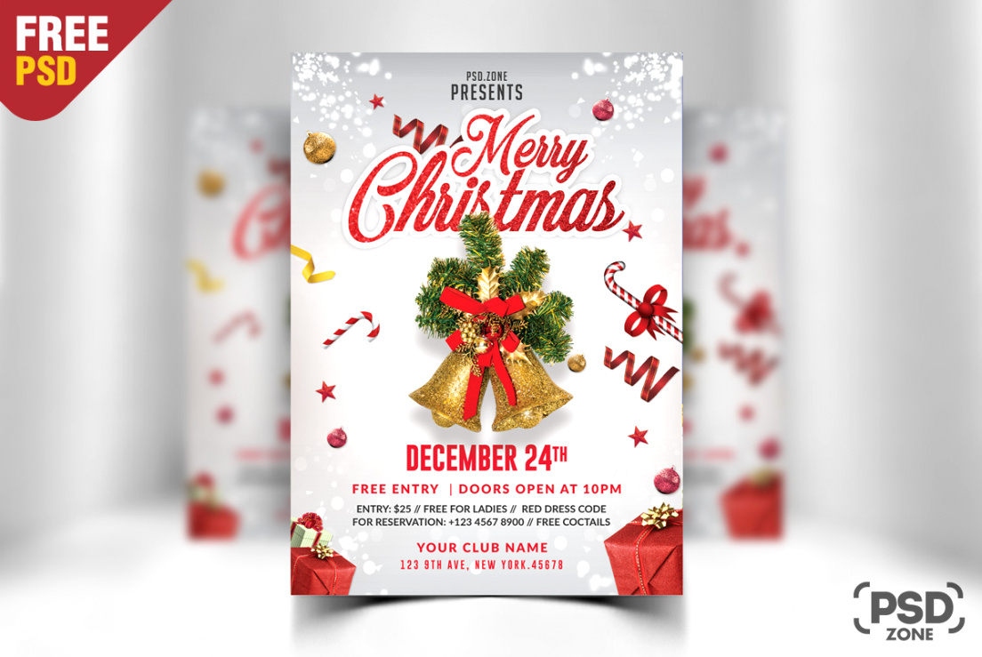 Merry Christmas Flyer Free Psd Psd Zone (Free Christmas With Christmas Brochure Templates Free