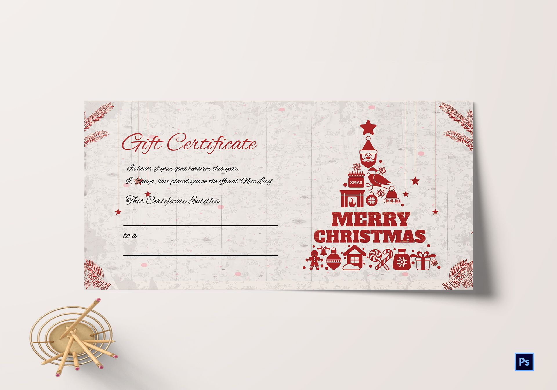 Merry Christmas Gift Certificate Inside Christmas Gift Certificate Template Free Download