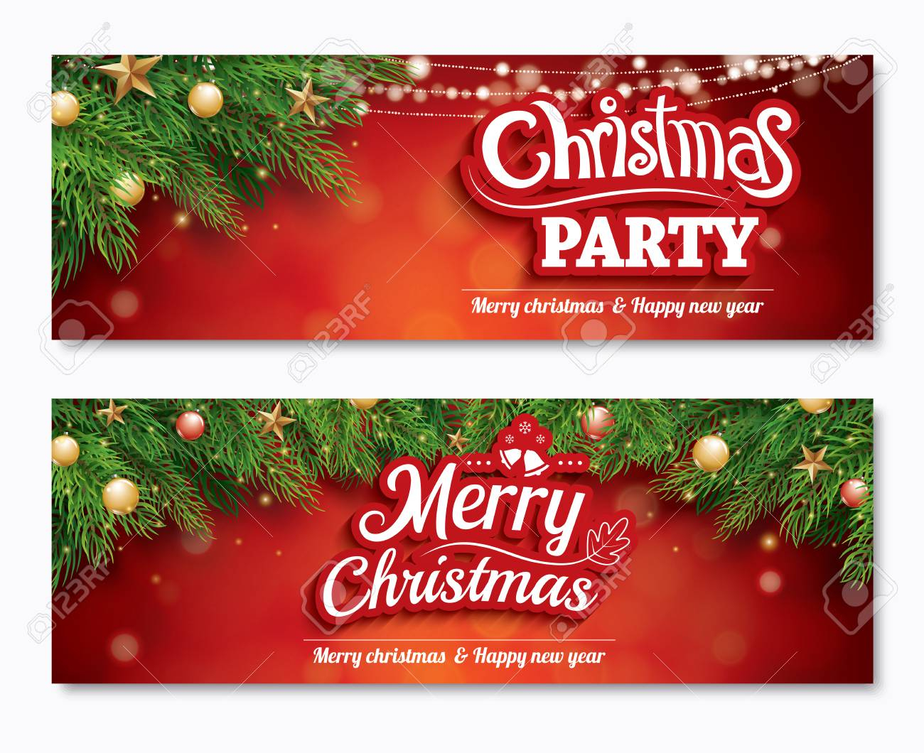 Merry Christmas Invitation Party Poster Banner And Greeting Card.. Within Merry Christmas Banner Template