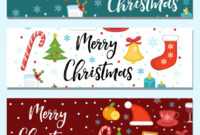 Merry Christmas Set Of Banners Template With for Merry Christmas Banner Template