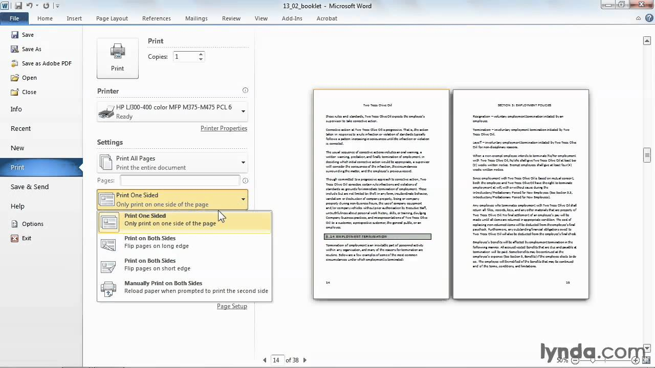 Microsoft Word Tutorial: How To Print A Booklet | Lynda Intended For How To Create A Book Template In Word