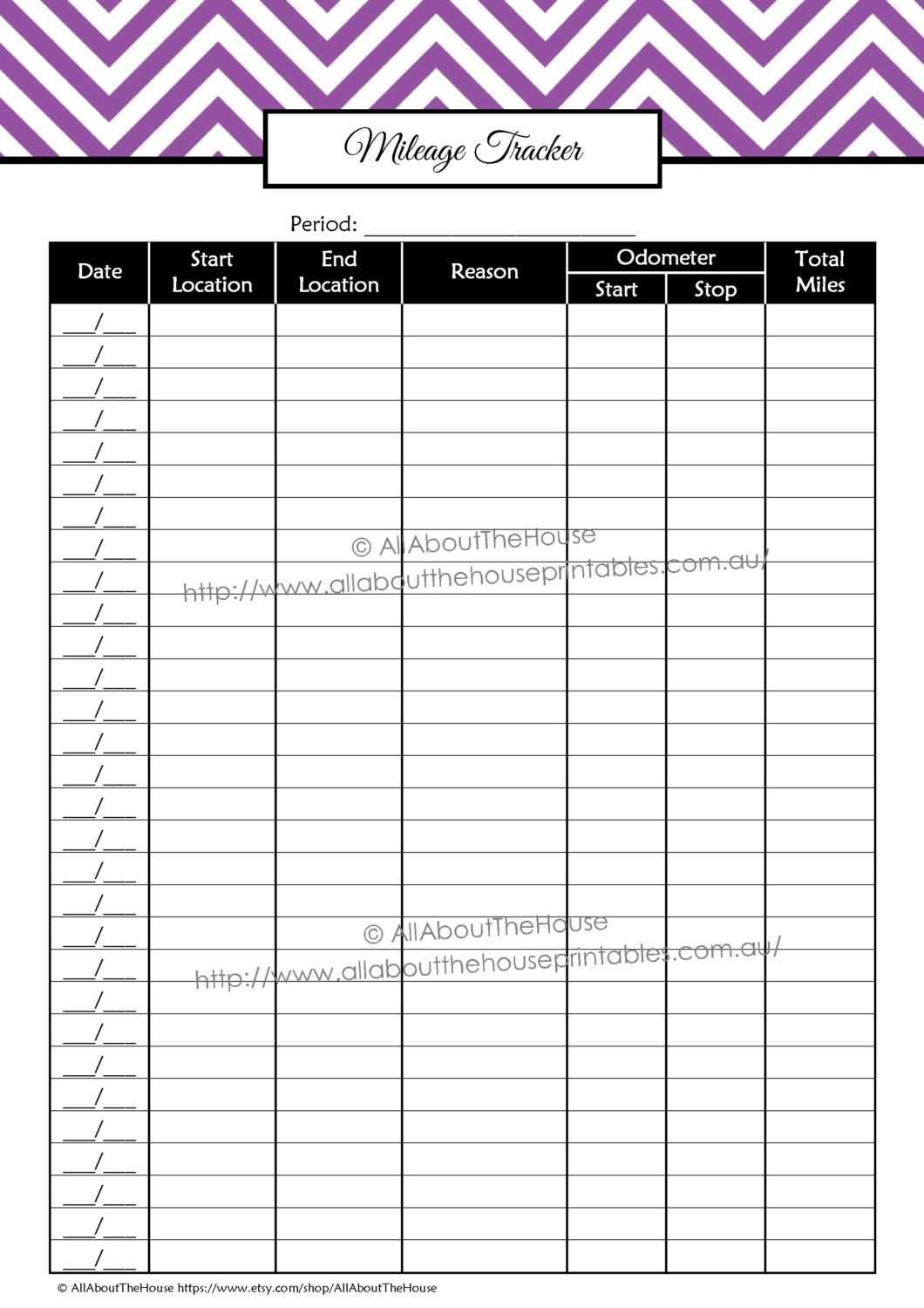 Mileage Log Tracker Business Printable Direct Sales Regarding Mileage Report Template