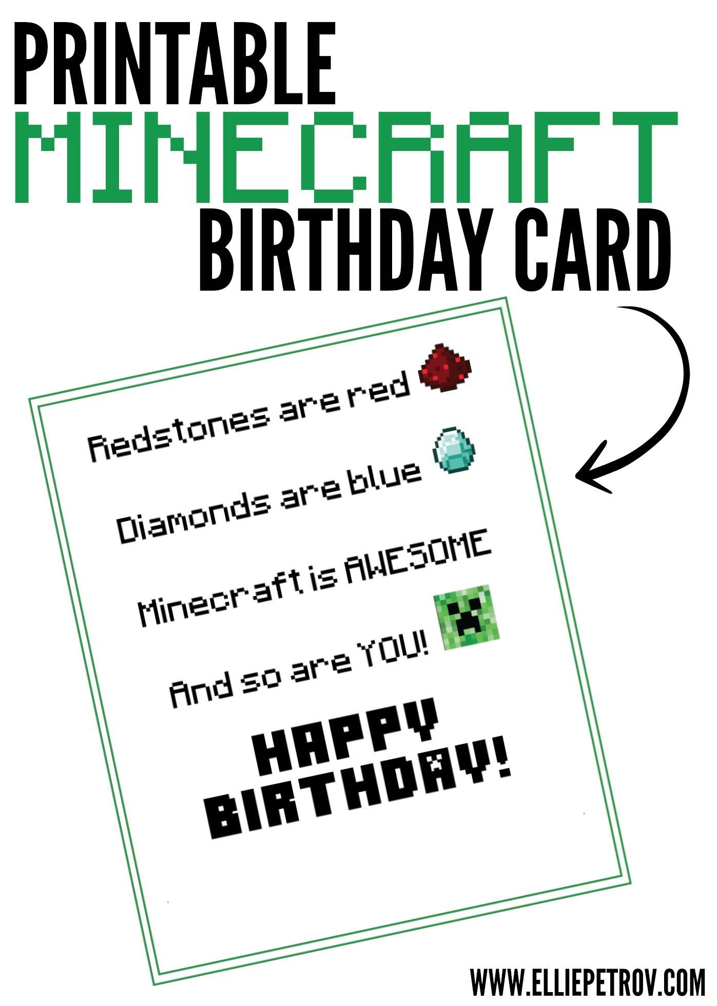 Minecraft Birthday Party To Go | Minecraft Birthday Card With Minecraft Birthday Card Template