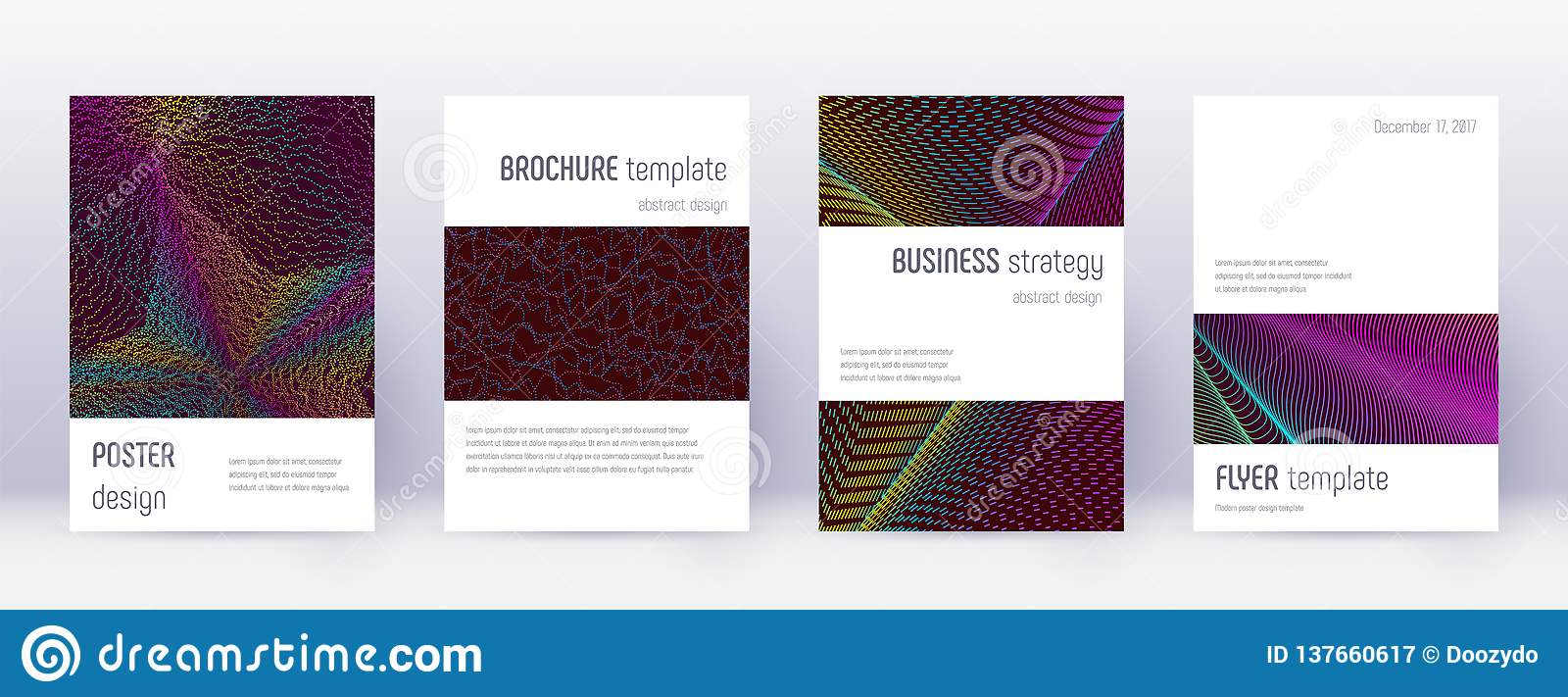 Minimalistic Brochure Design Template Set. Rainbow Stock Inside Wine Brochure Template