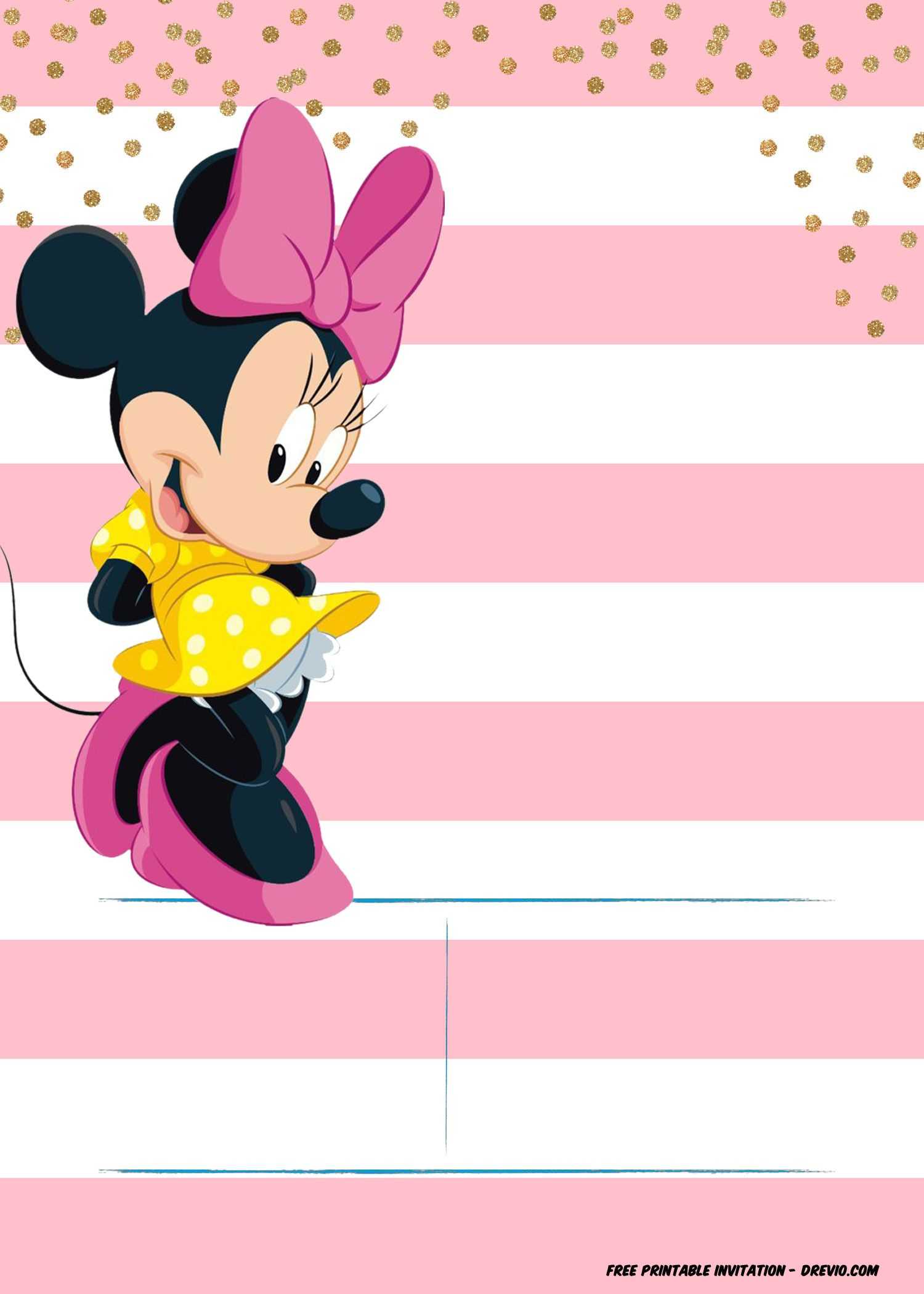 Minnie Mouse Invitation Template – Editable And Free With Regard To Minnie Mouse Card Templates