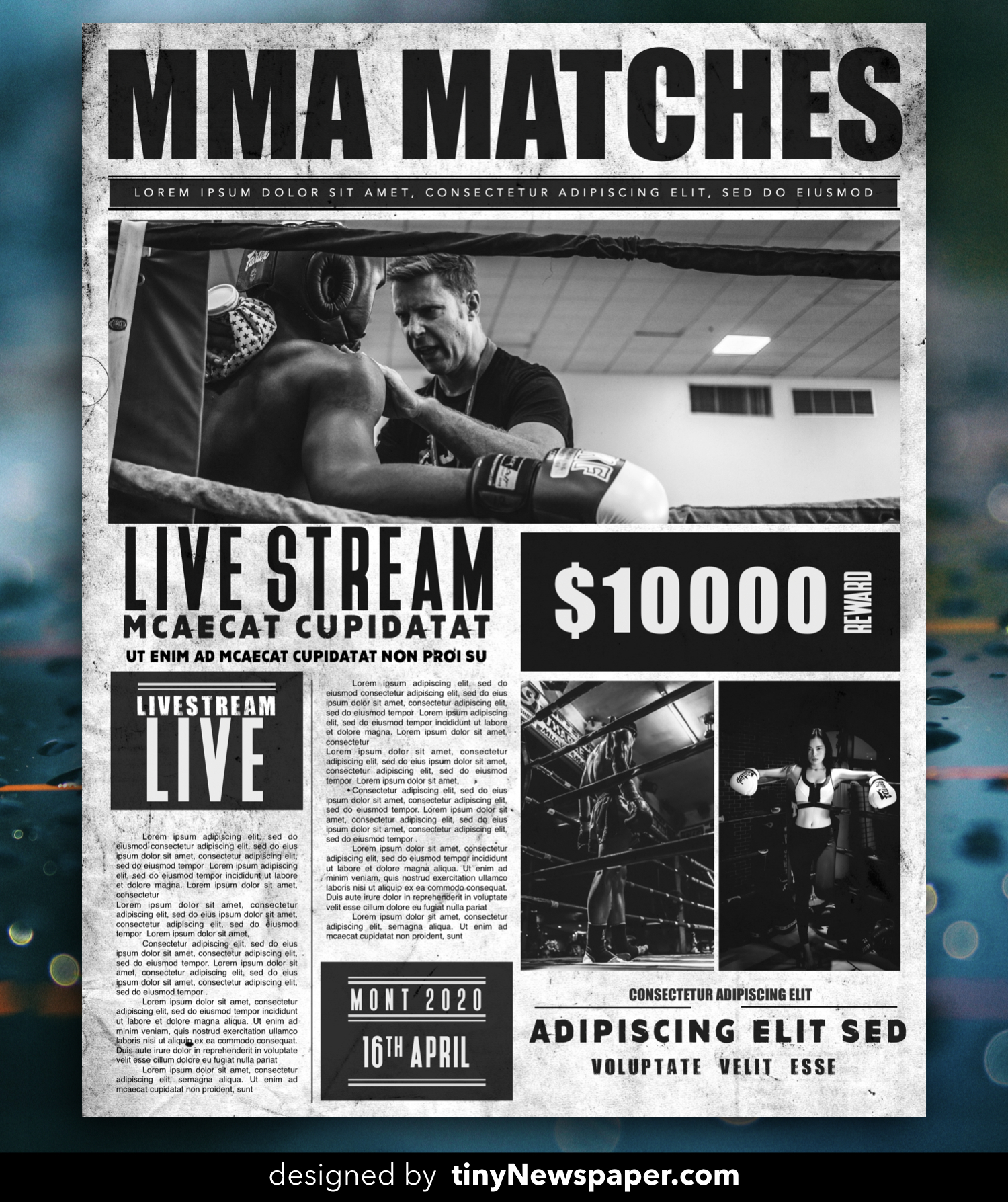 Mma / Boxing Showdown Old Newspaper Template Word Format Within Old Newspaper Template Word Free