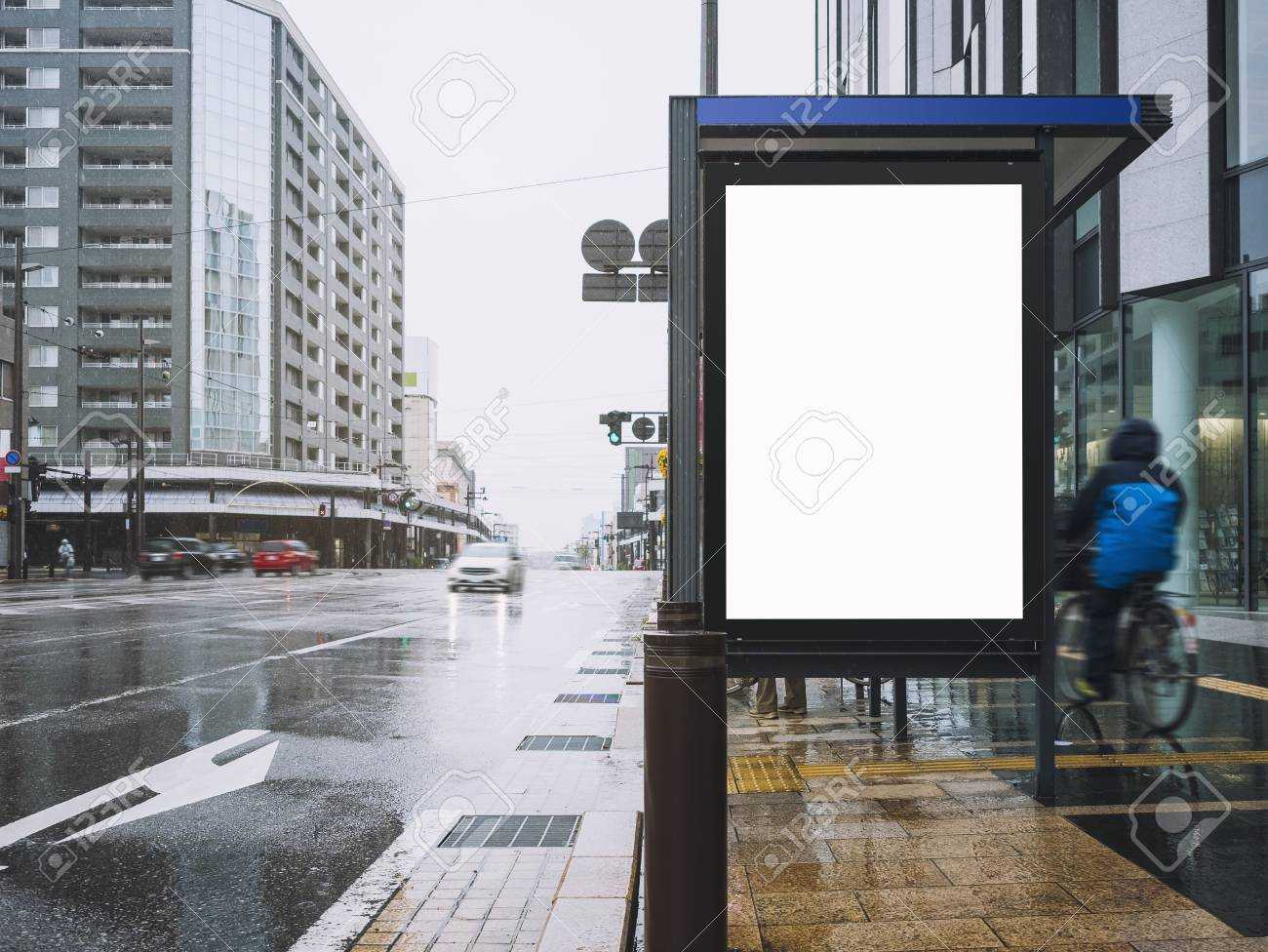 Mock Up Banner Template At Bus Shelter Media Outdoor Street Sign.. Regarding Street Banner Template