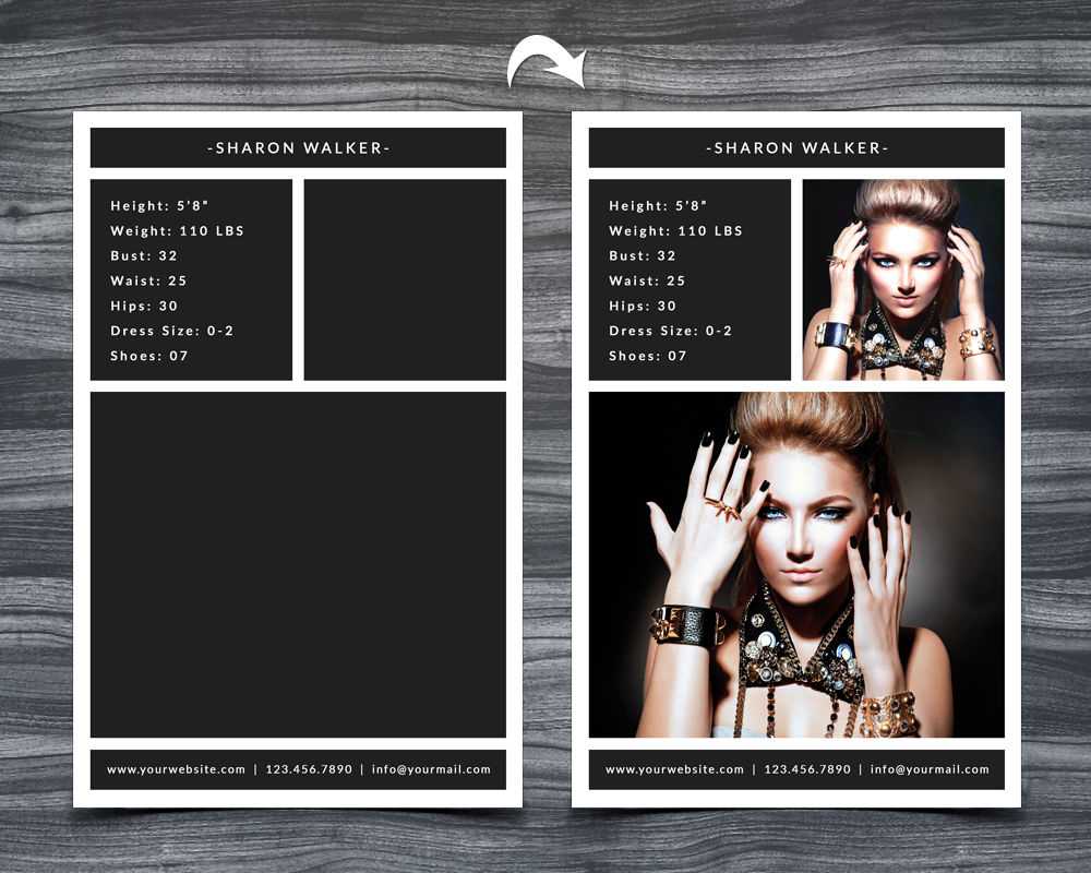 Model Comp Card Templatenm Design Studio | Thehungryjpeg With Regard To Comp Card Template Psd