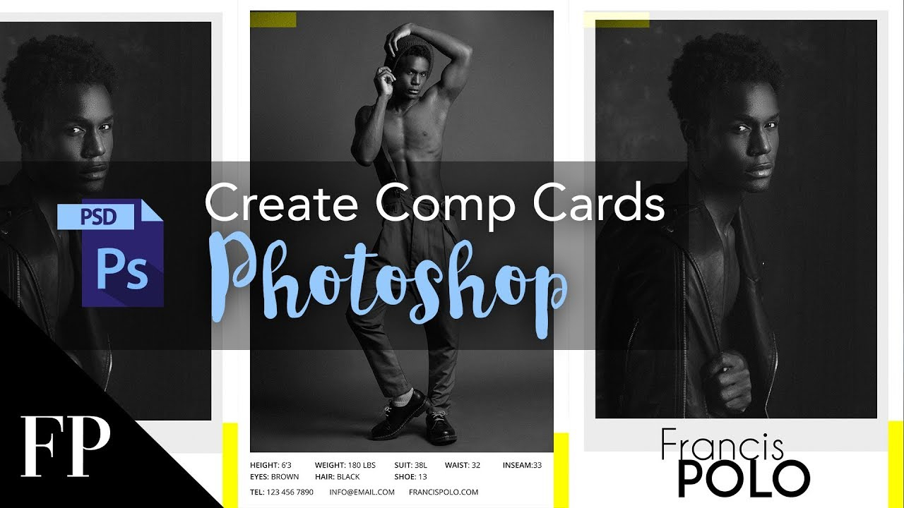 Model Comp Card With Adobe Photoshop + Free Template With Free Model Comp Card Template Psd
