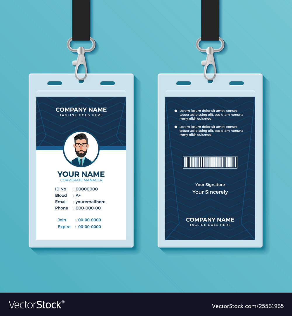Modern And Clean Id Card Design Template With Company Id Card Design Template