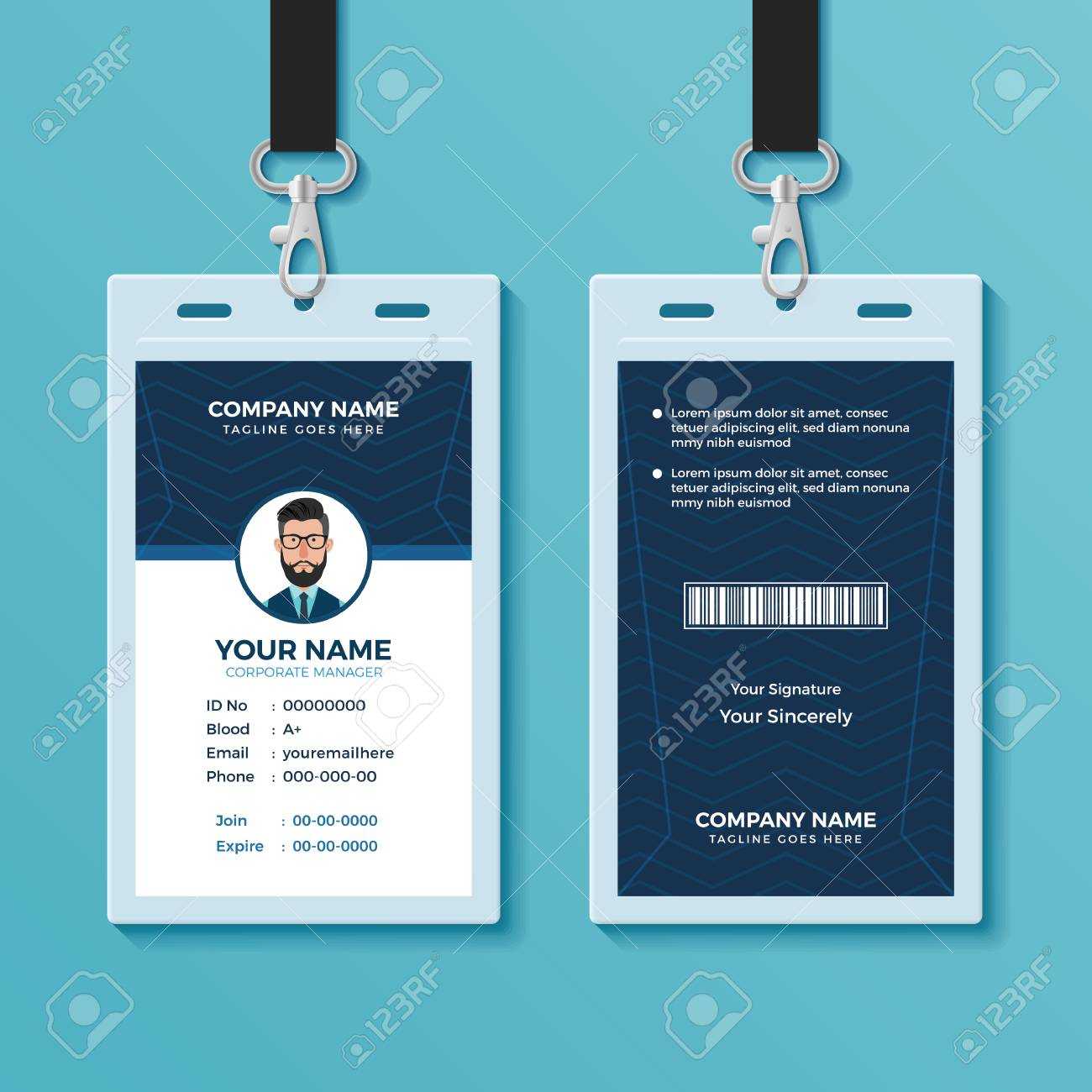 Modern And Clean Id Card Design Template With Portrait Id Card Template