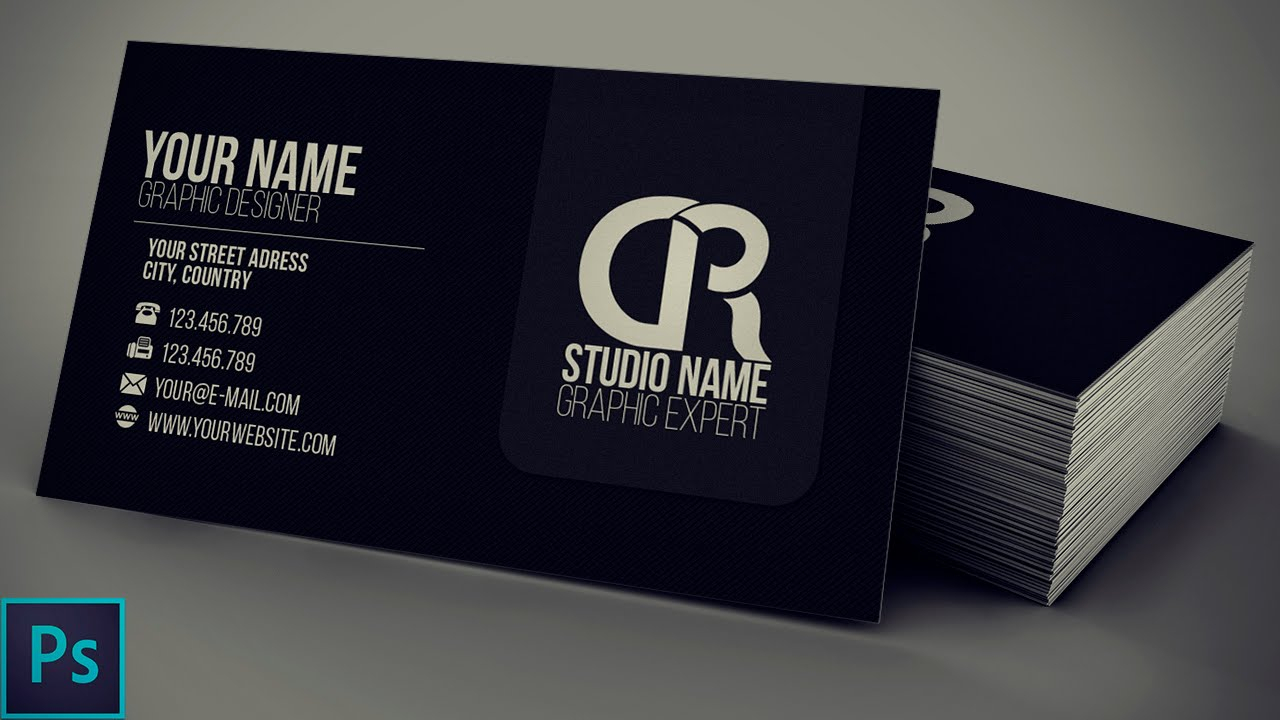 Modern Black Business Card + Psd — Photoshop Tutorial For Visiting Card Templates For Photoshop