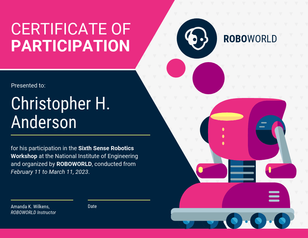 Modern Certificate Of Participation Template Template Regarding Certificate Of Participation In Workshop Template