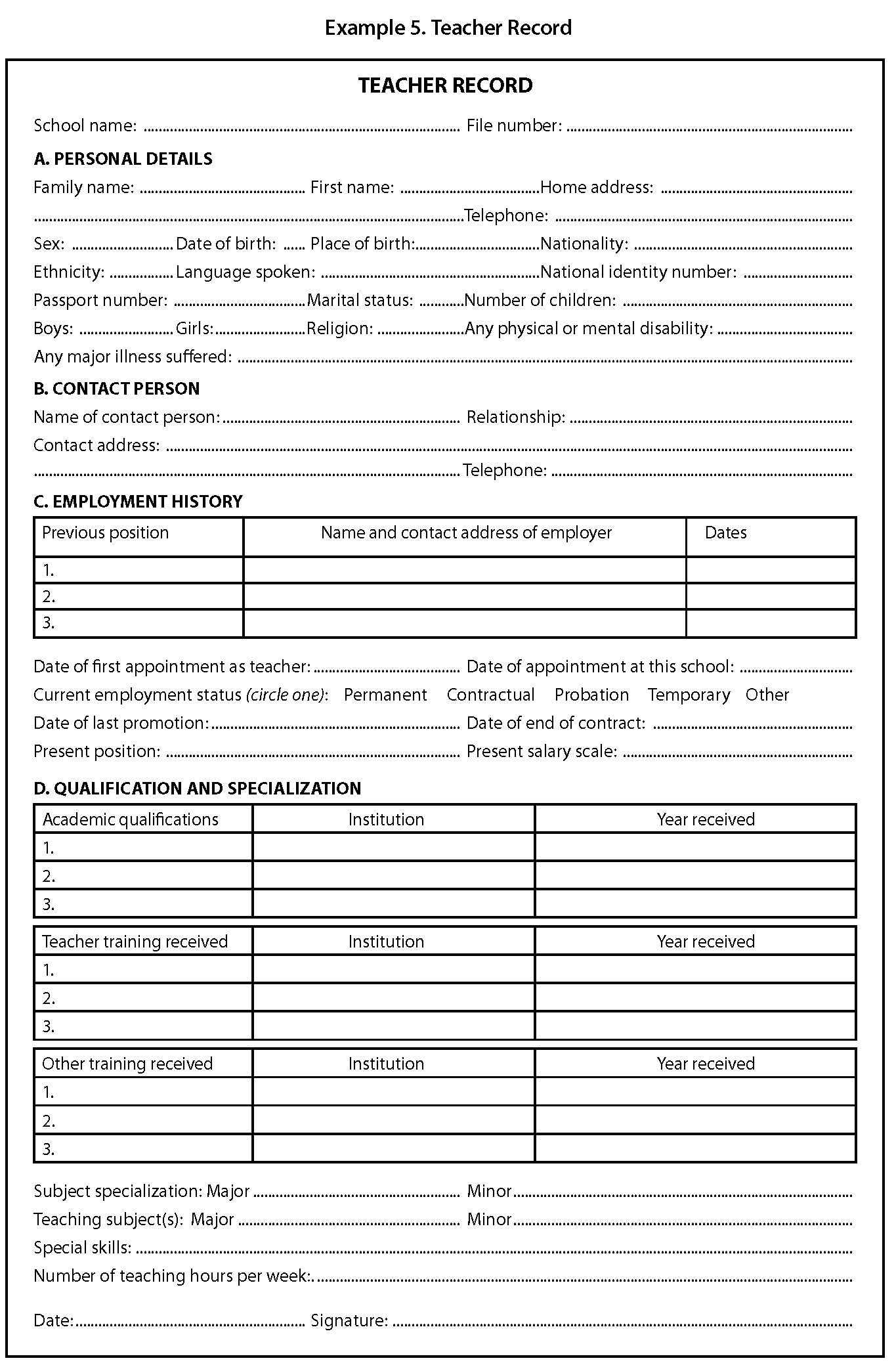 Module A1: School Records Management | Throughout Pupil Report Template