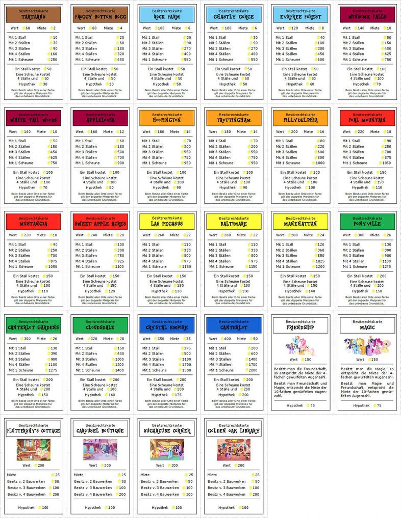 Monopony Deed Cards – Frontsilberhase | Mini Games In Monopoly Property Cards Template