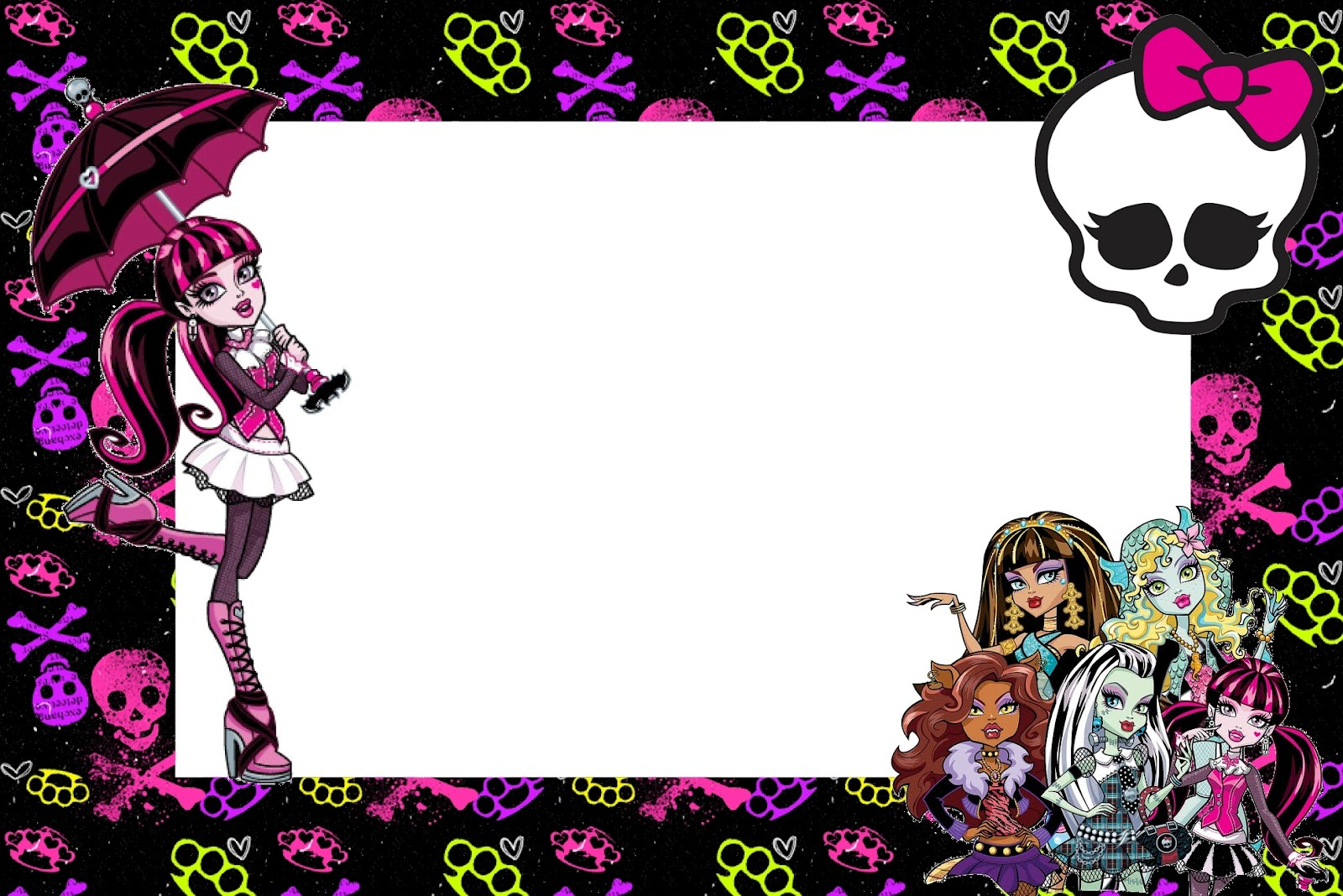 Monster High: Free Printable Party Invitations. – Oh My For Monster High Birthday Card Template