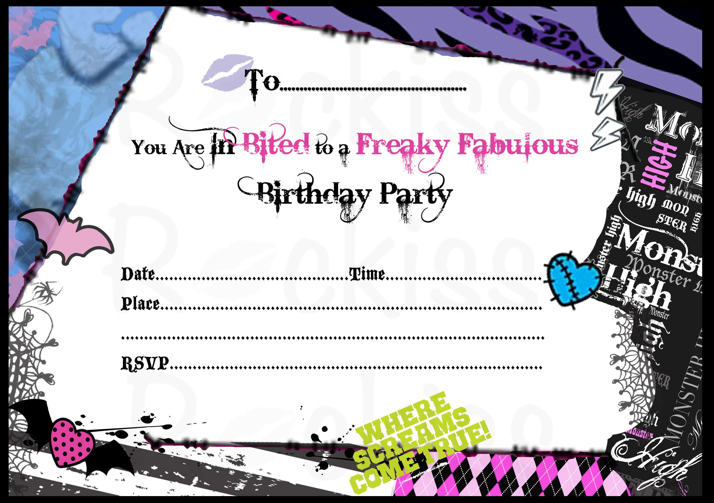 Monster High Invitations Download Free | Monster High In Monster High Birthday Card Template