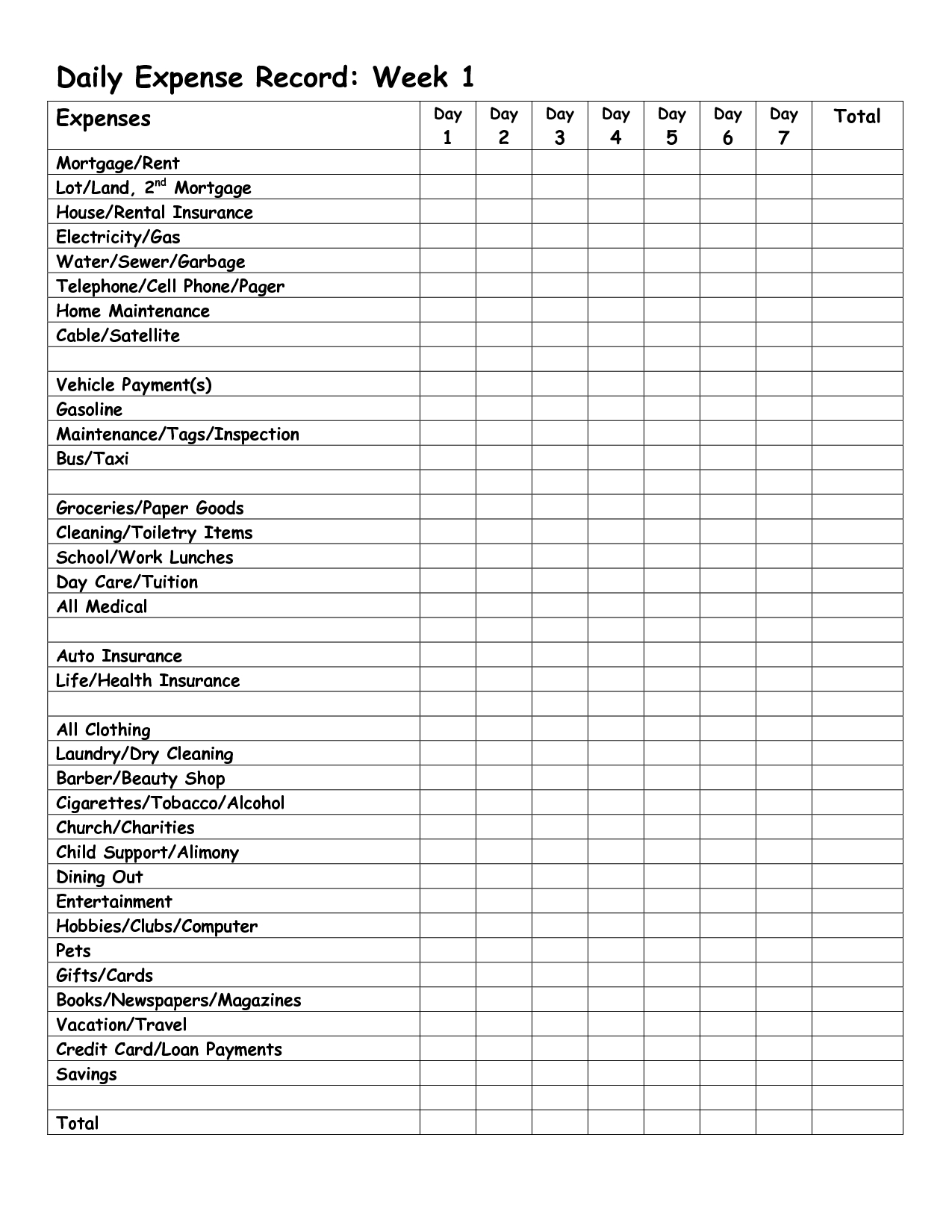 Monthly Expense Report Template | Daily Expense Record Week With Daily Expense Report Template
