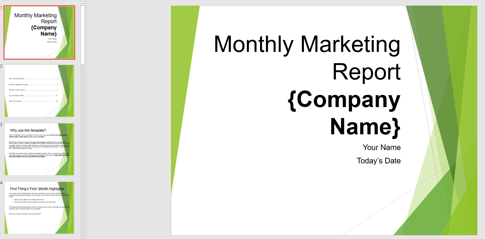 Monthly Marketing Reporting Powerpoint Template | Templates With Monthly Report Template Ppt