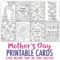 Mother's Day Coloring Cards | 8 Pack for Mothers Day Card Templates