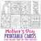 Mother's Day Coloring Cards | 8 Pack for Mothers Day Card Templates