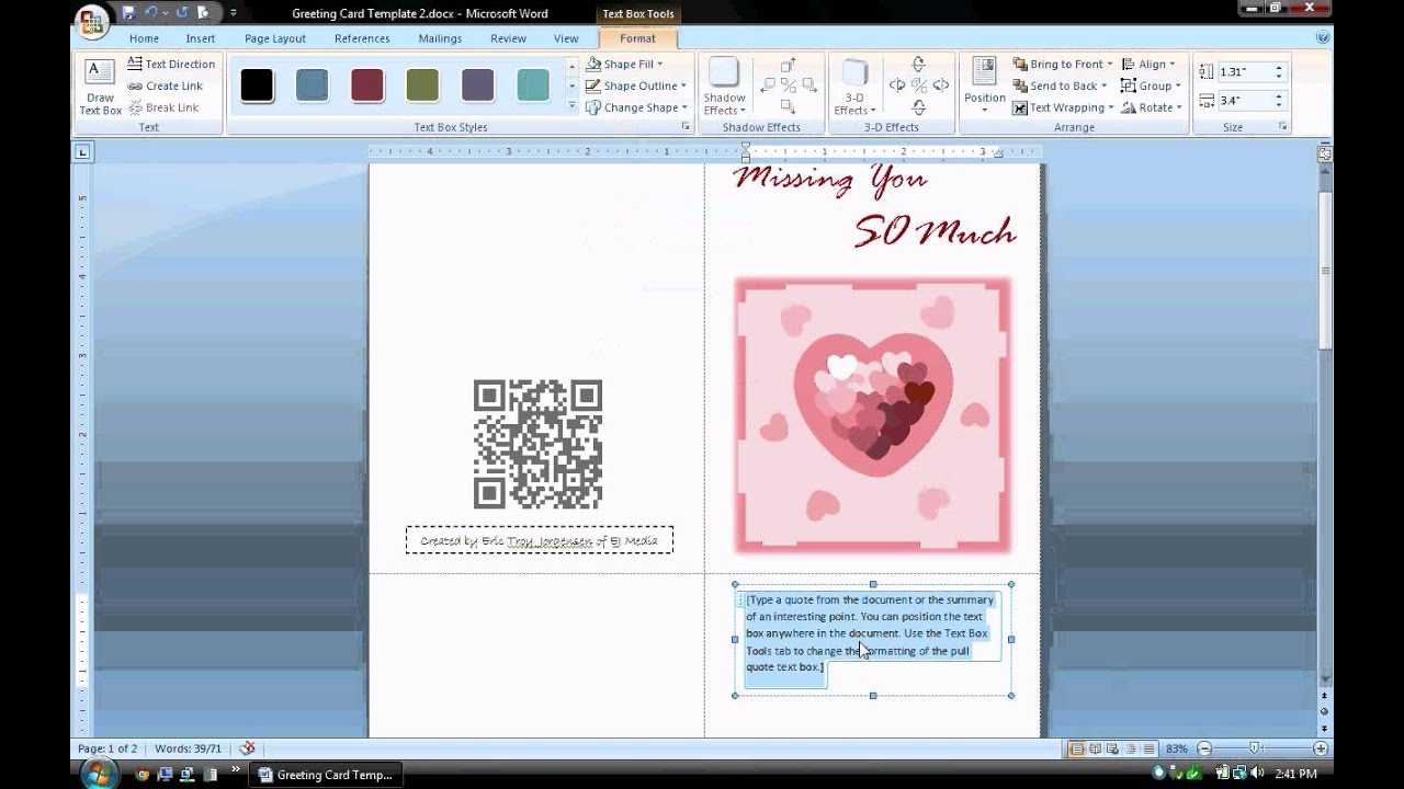 Ms Word Tutorial (Part 1) - Greeting Card Template, Inserting And  Formatting Text, Rotating Text Inside Birthday Card Template Microsoft Word