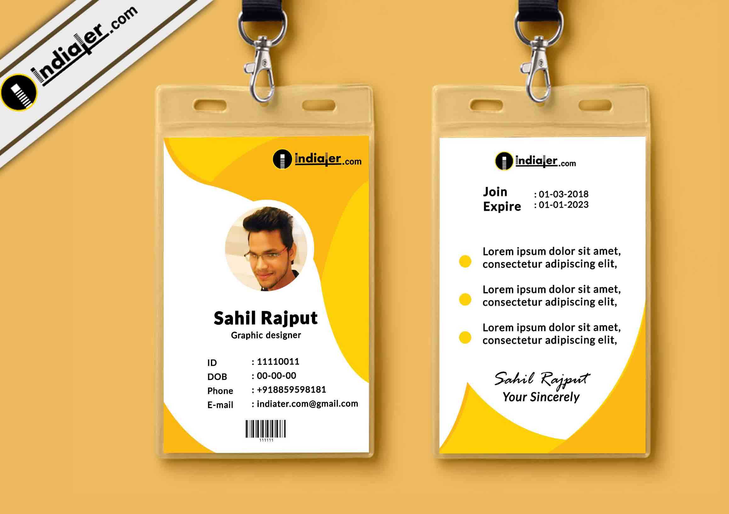 Multipurpose Corporate Office Id Card Free Psd Template Inside Media Id Card Templates