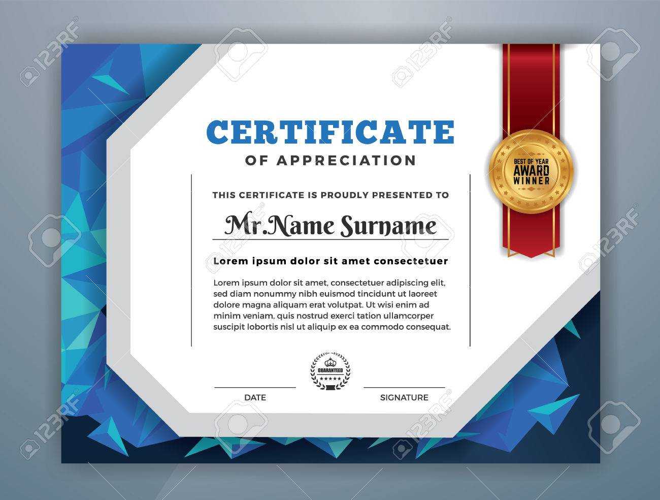 Multipurpose Modern Professional Certificate Template Design.. In Professional Award Certificate Template