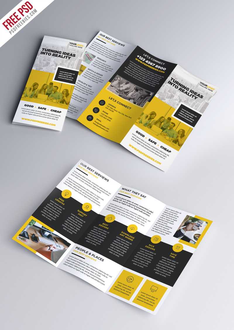 Multipurpose Tri Fold Brochure Psd Template | Psdfreebies With Brochure 3 Fold Template Psd