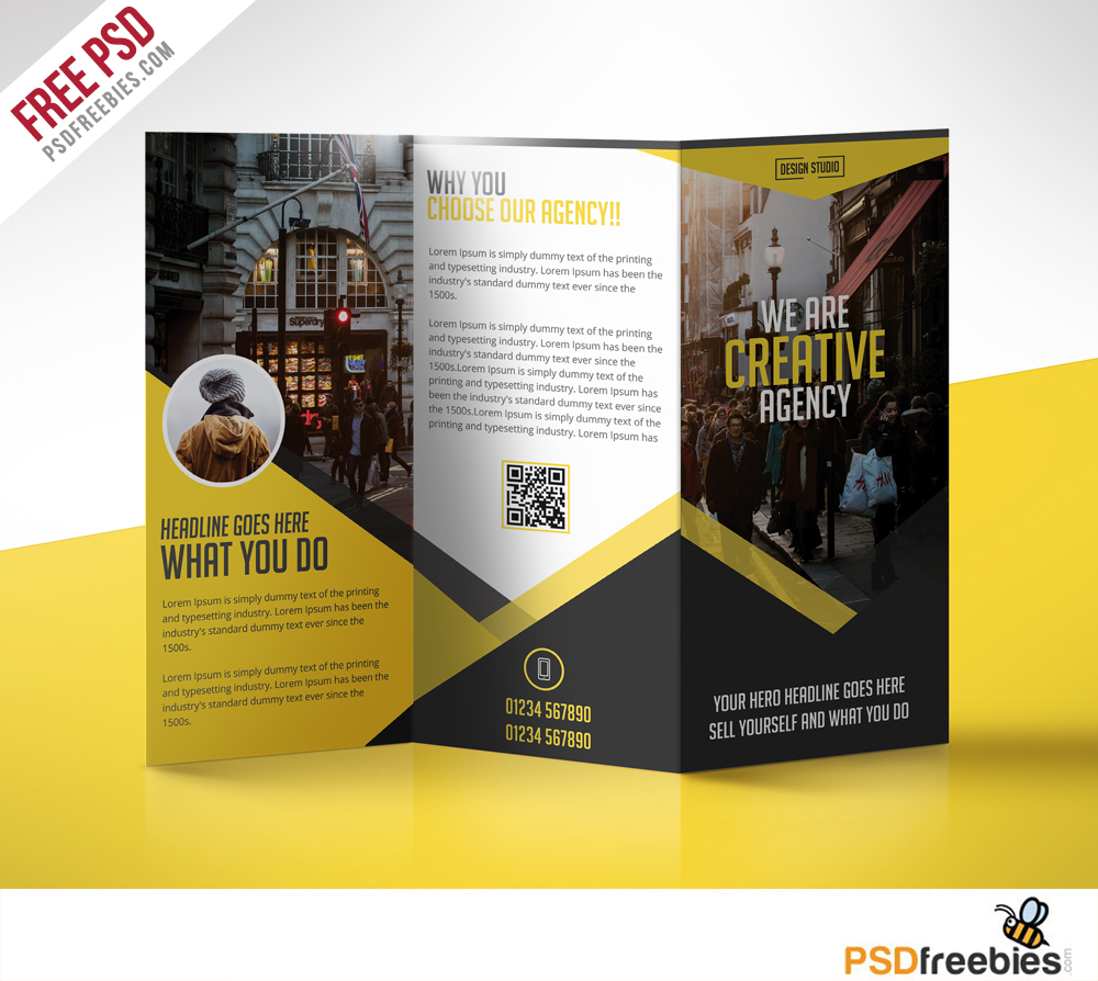 Multipurpose Trifold Business Brochure Free Psd Template Regarding Free Brochure Template Downloads