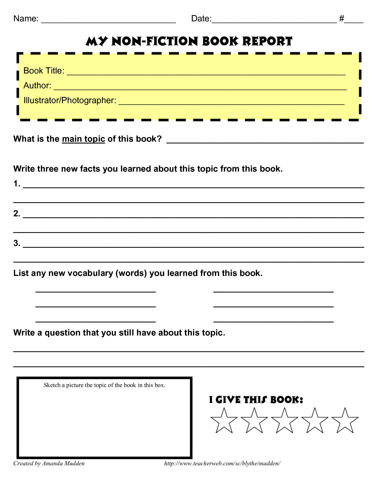 My Non Fiction Book Report … | Books | Reading Lists | Book Intended For 4Th Grade Book Report Template