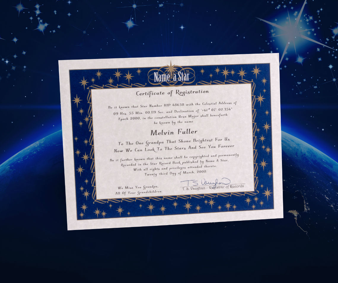 Name A Star Instant Certificate – Buy And Name A Star | Name Regarding Star Naming Certificate Template