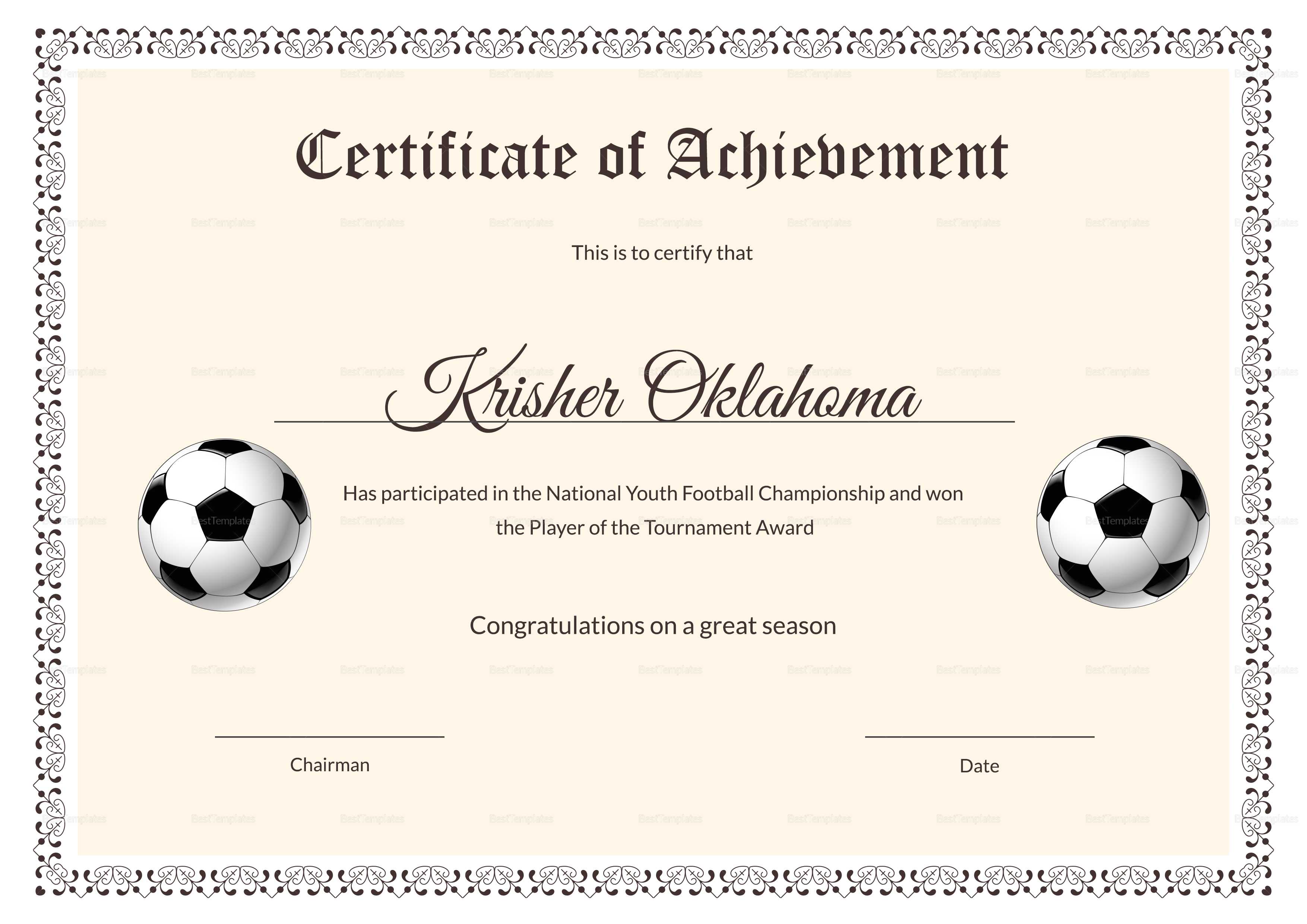 National Youth Football Certificate Template In Football Certificate Template