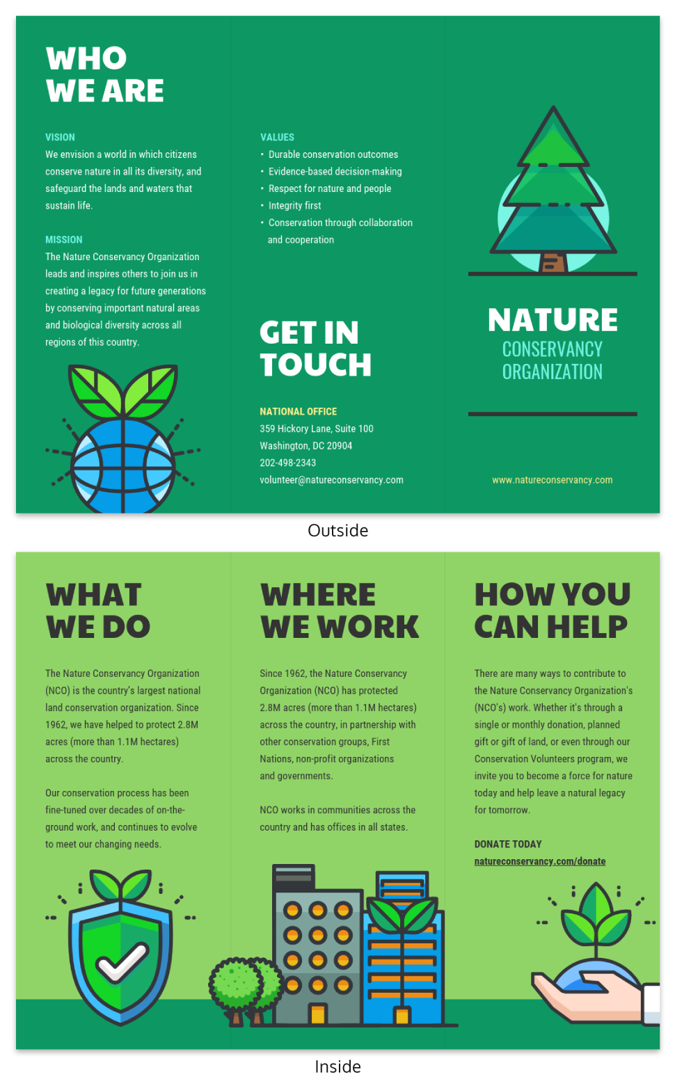 Nature Tri Fold Brochure Template – Venngage With Regard To Volunteer Brochure Template