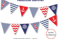 Nautical Banner, Printable Banner, Nautical, Diy Party, Navy inside Nautical Banner Template