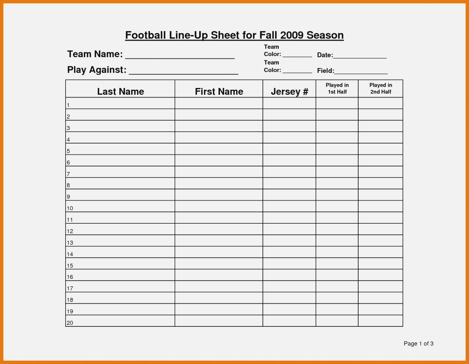 New Blank Roster Sheet #exceltemplate #xls #xlstemplate With Blank Football Depth Chart Template