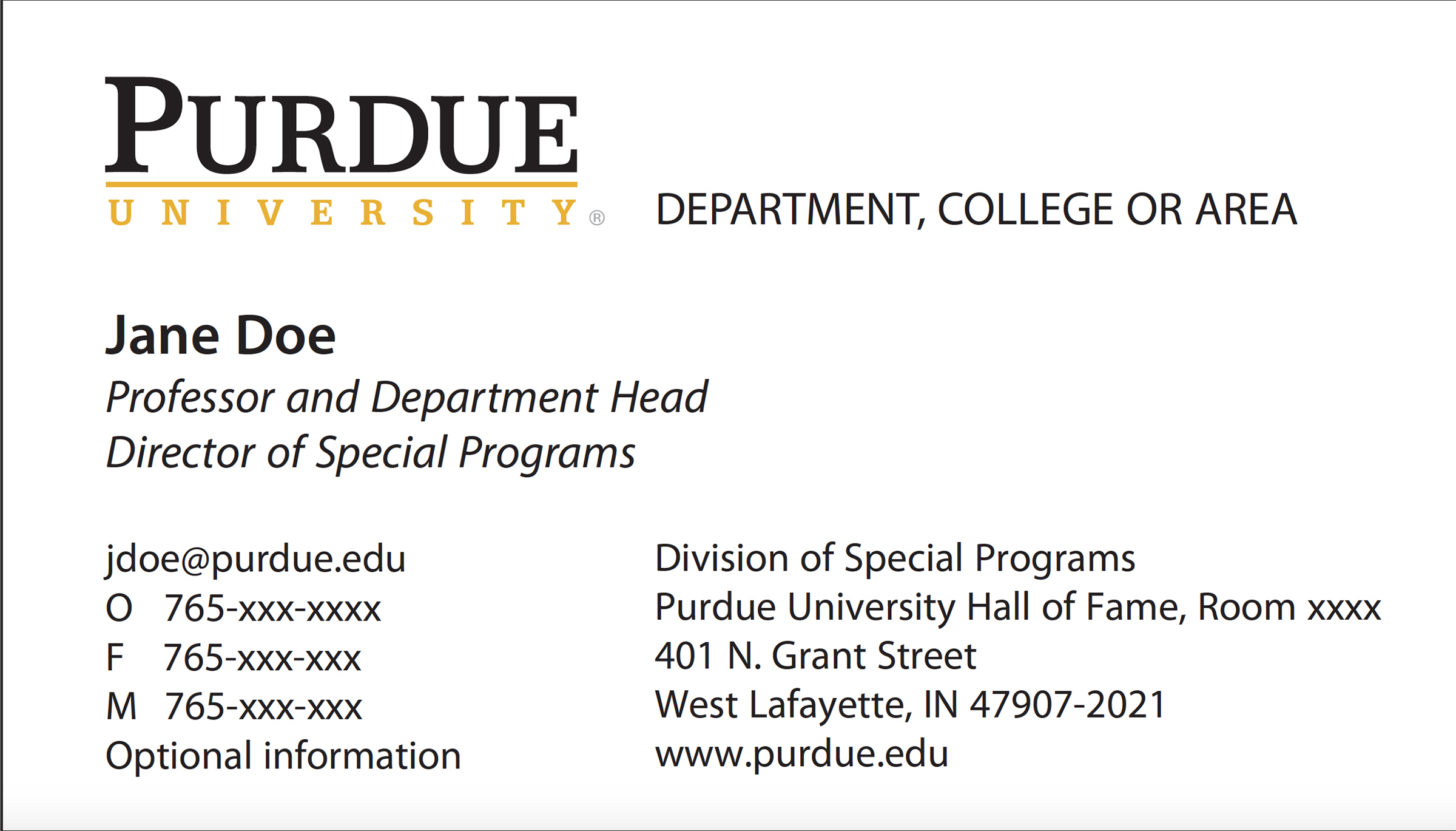 New Business Card Template Now Online - Purdue University News With Graduate Student Business Cards Template