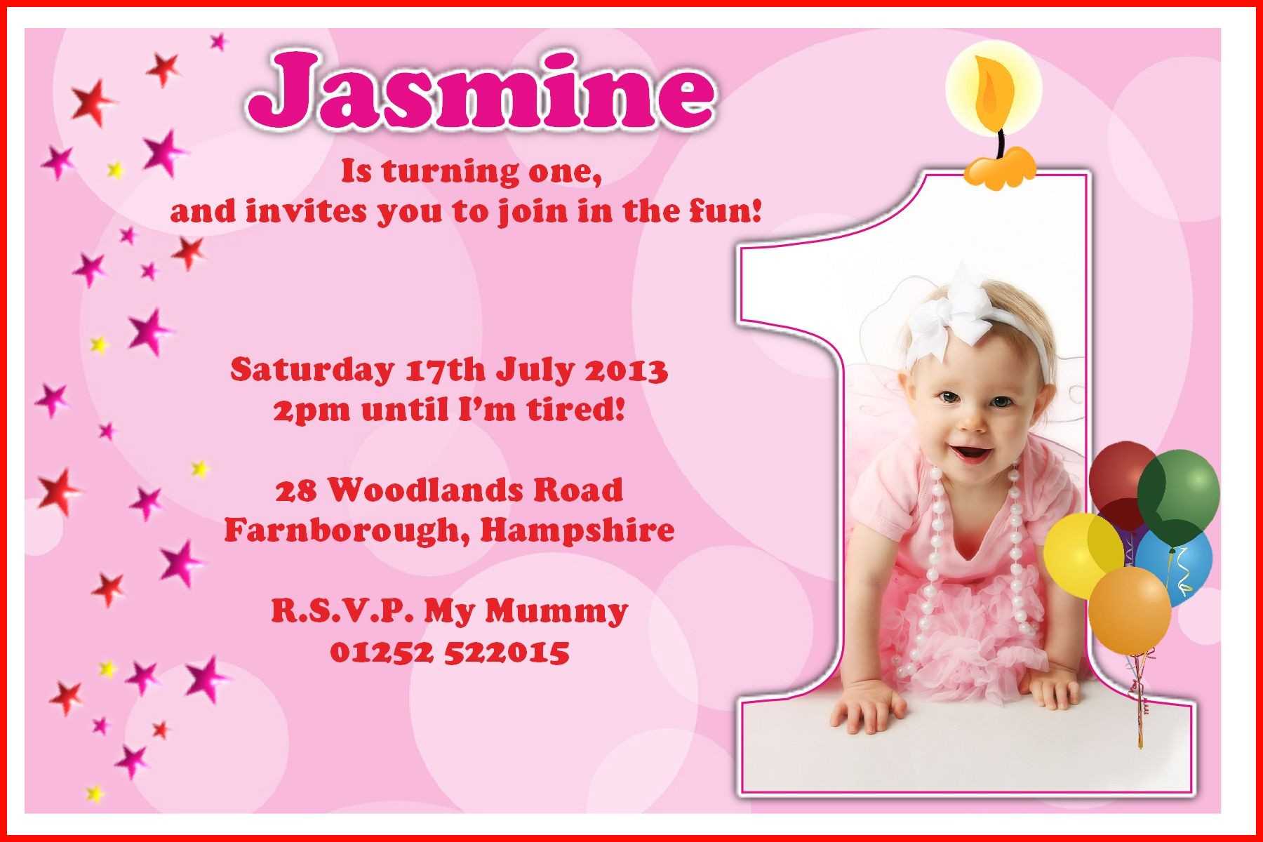 New First Birthday Invite Gallery Of Birthday Invitations Regarding First Birthday Invitation Card Template